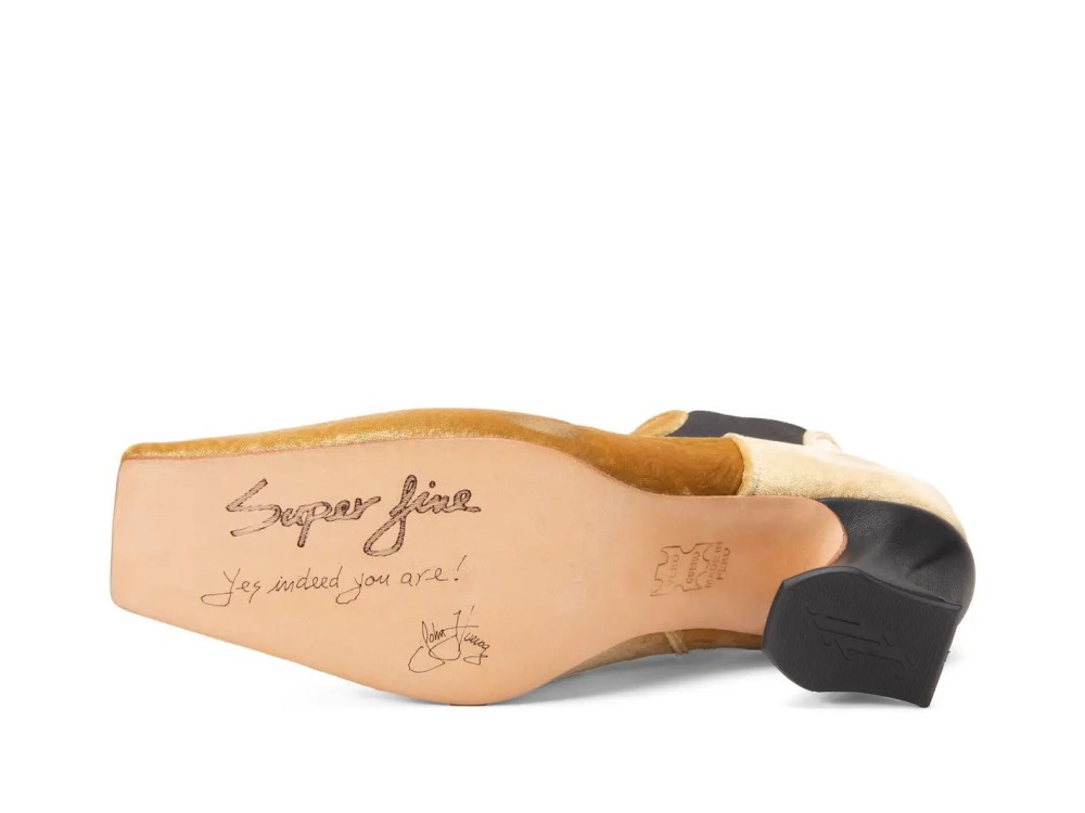 John Fluevog Baroness - Gold Velvet | Square-Toe Chelsea Boots