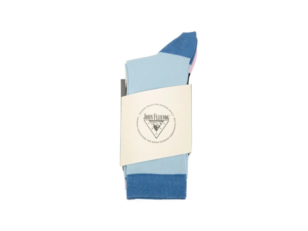 John Fluevog Tag Vog Socks (3-Pack) - Cream/Black/Blue | 3-Pack Dollhouse Socks
