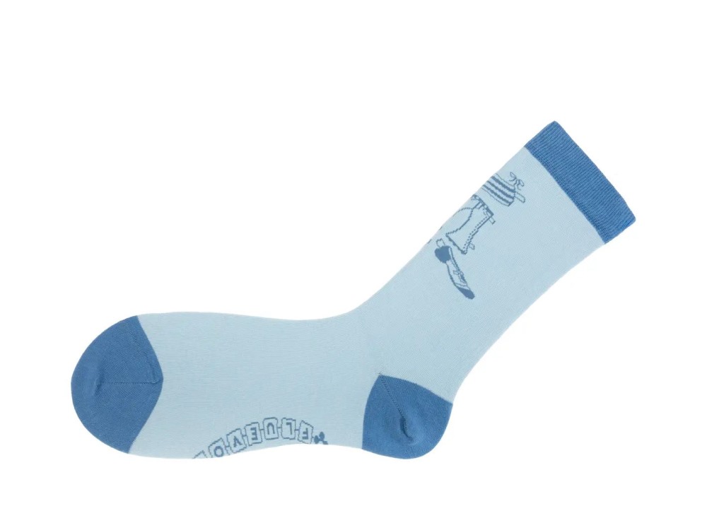 John Fluevog Tag Vog Socks (3-Pack) - Cream/Black/Blue | 3-Pack Dollhouse Socks