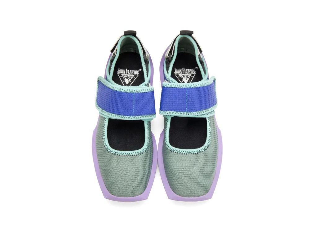 John Fluevog Blair - Purple/Green/Blue Vegan | Velcro Mary Jane Shoes