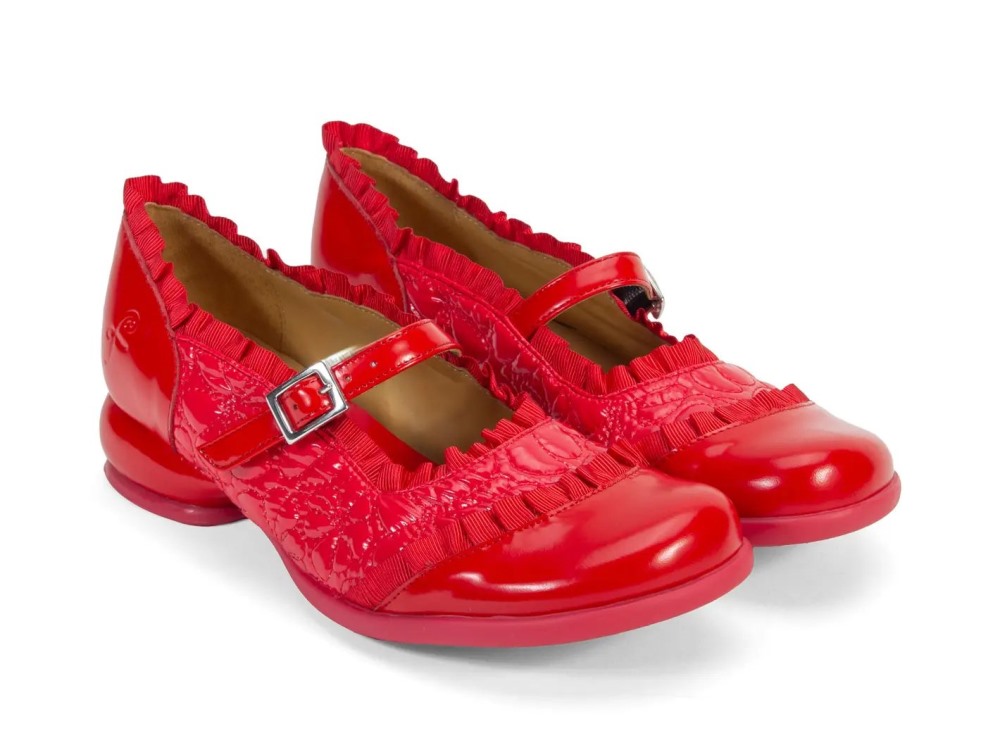 John Fluevog Sandz - Red | Mary Janes shoes with Ruffles