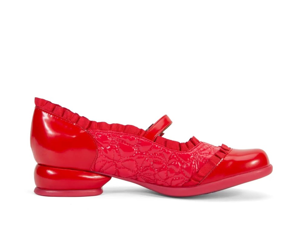 John Fluevog Sandz - Red | Mary Janes shoes with Ruffles
