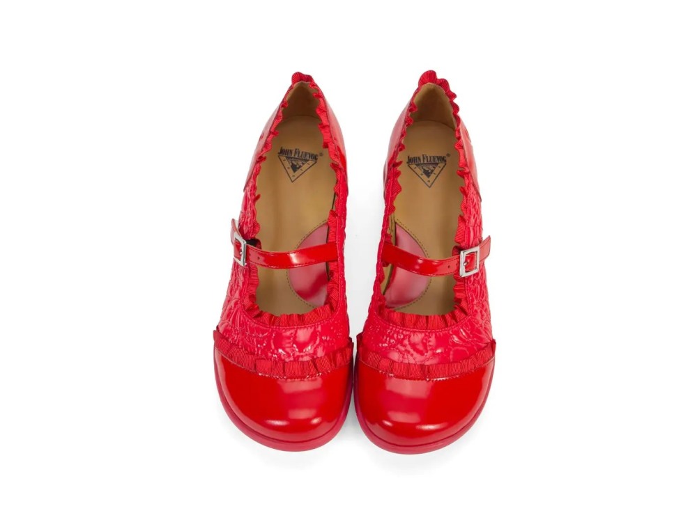 John Fluevog Sandz - Red | Mary Janes shoes with Ruffles