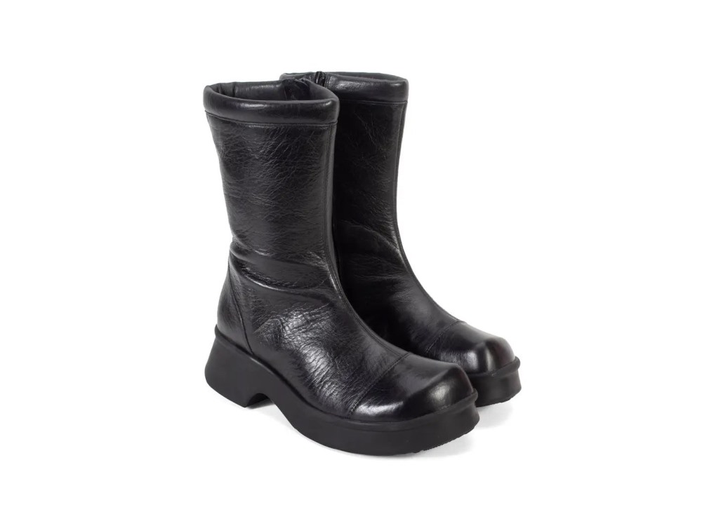 John Fluevog Chime - Black | Sleek Mid-Calf Zip-Up Boots