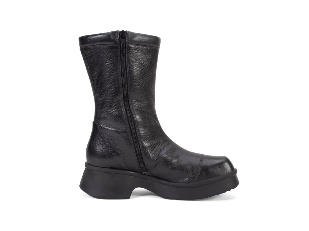 John Fluevog Chime - Black | Sleek Mid-Calf Zip-Up Boots