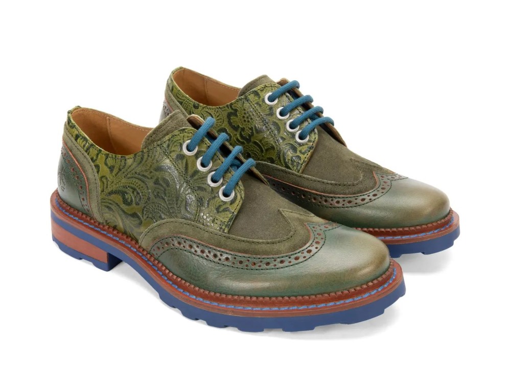 John Fluevog Nathaniel - Army Green | Double Wingtip Derby Shoes