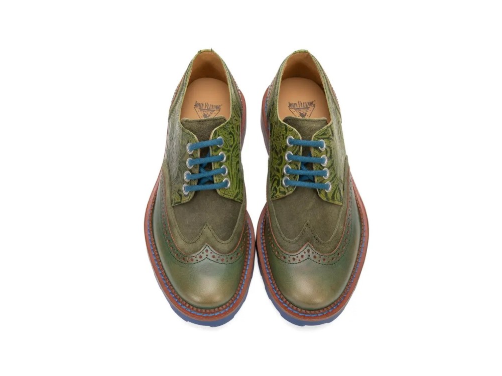John Fluevog Nathaniel - Army Green | Double Wingtip Derby Shoes