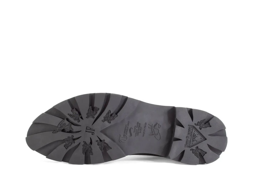 John Fluevog Sixfields - Grey Pebble Brush Off | Lace-Up Combat Boots