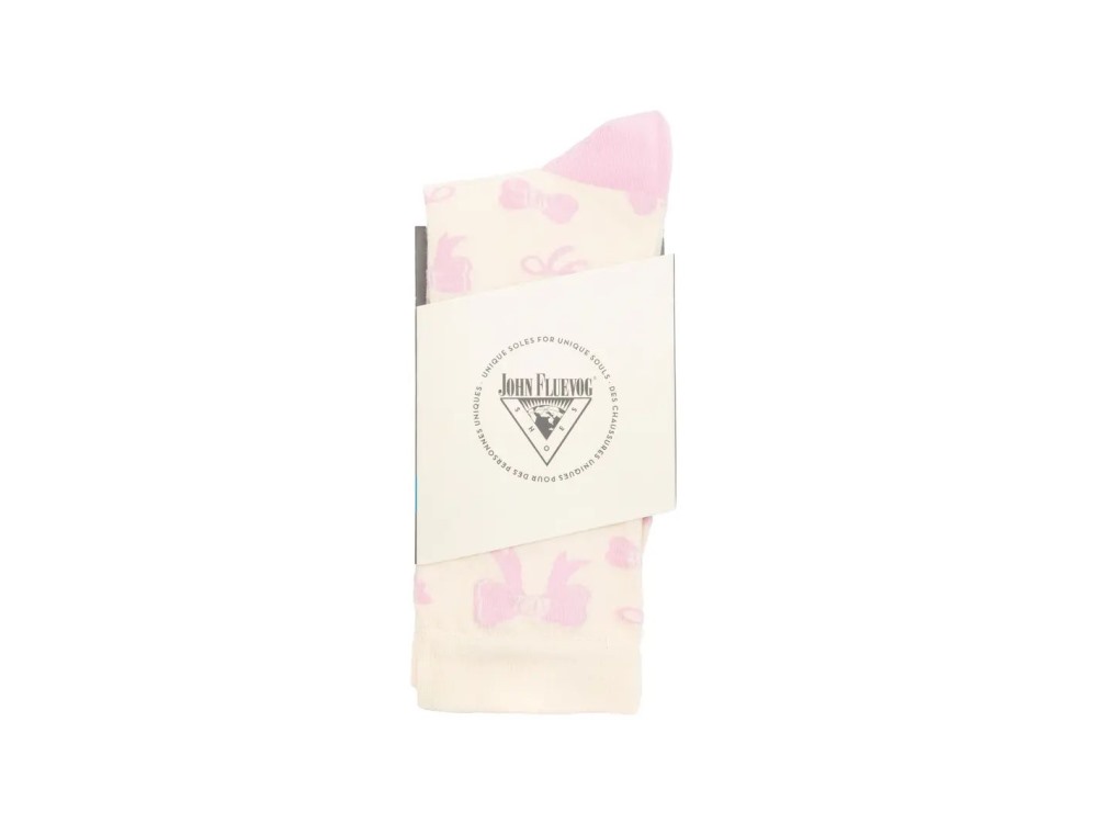John Fluevog Boopy Vog Socks - Cream/Pink | Chaussette à motif de boucles assorties