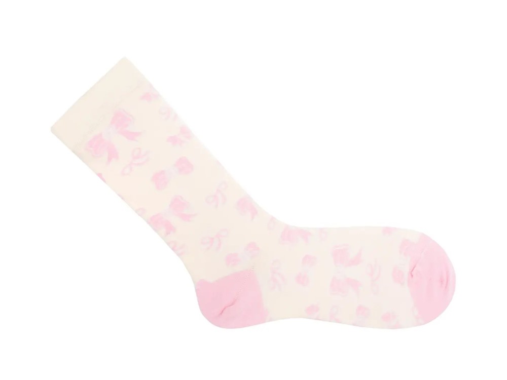 John Fluevog Boopy Vog Socks - Cream/Pink | Chaussette à motif de boucles assorties