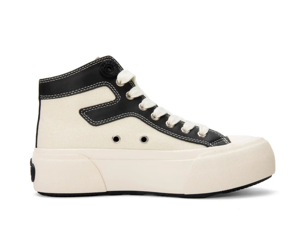 John Fluevog Steele - Black/White | High-Top Lace-Up