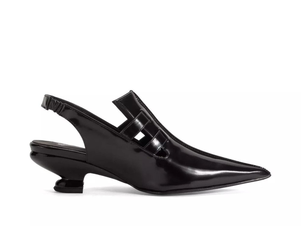 John Fluevog Rhonda - Black | Double Buckle Slingback Heels