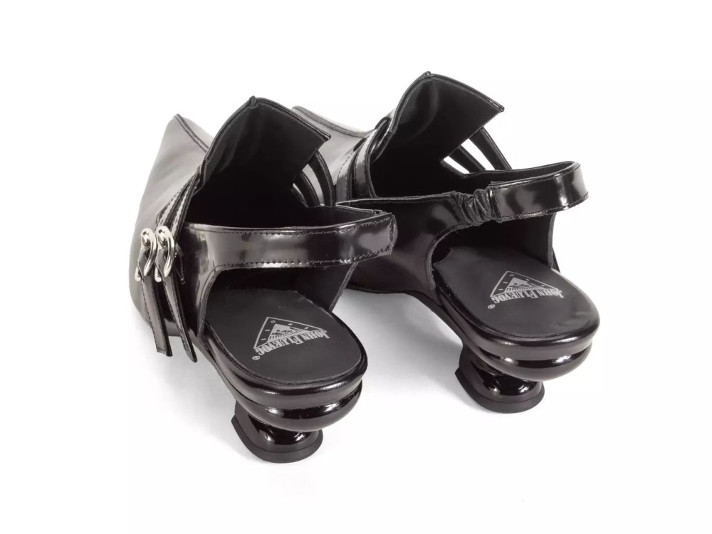 John Fluevog Rhonda - Black | Double Buckle Slingback Heels