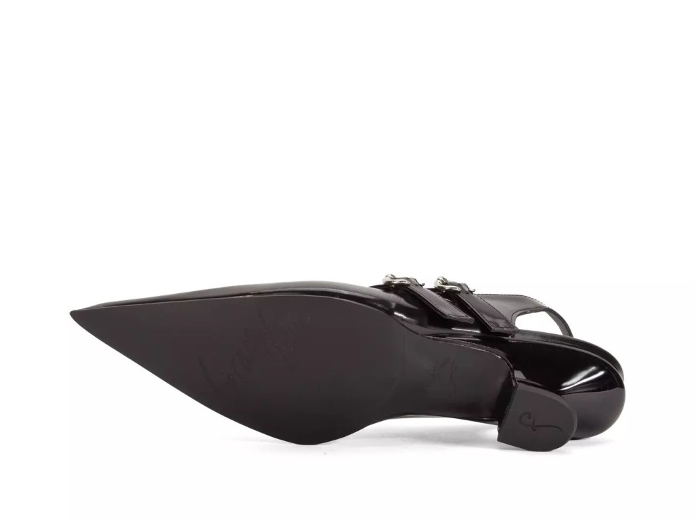 John Fluevog Rhonda - Black | Double Buckle Slingback Heels