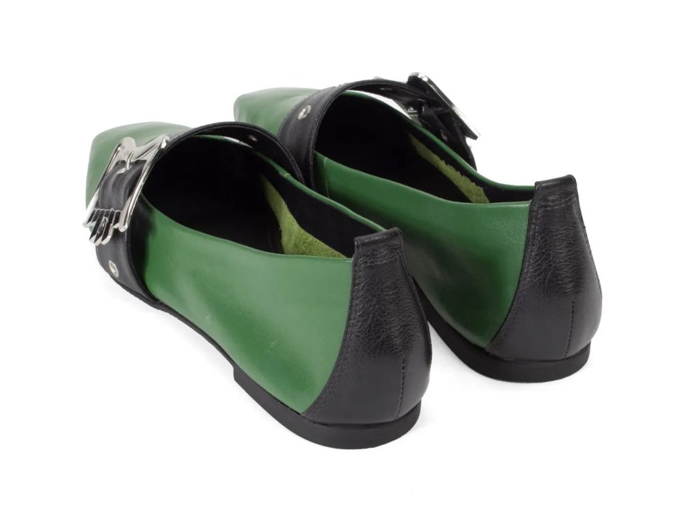 John Fluevog Misty - Green/Black | Slip-On Mary Jane Flats