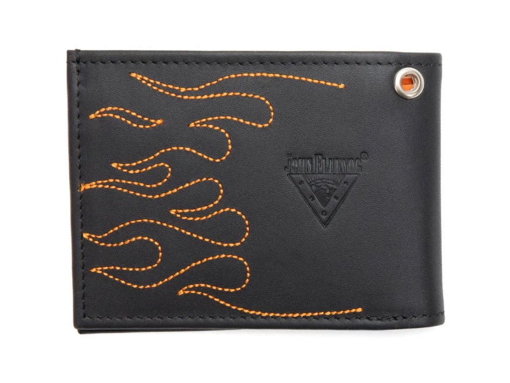 John Fluevog Wazzle - Black/Orange | Freddy Appliqué Wallet