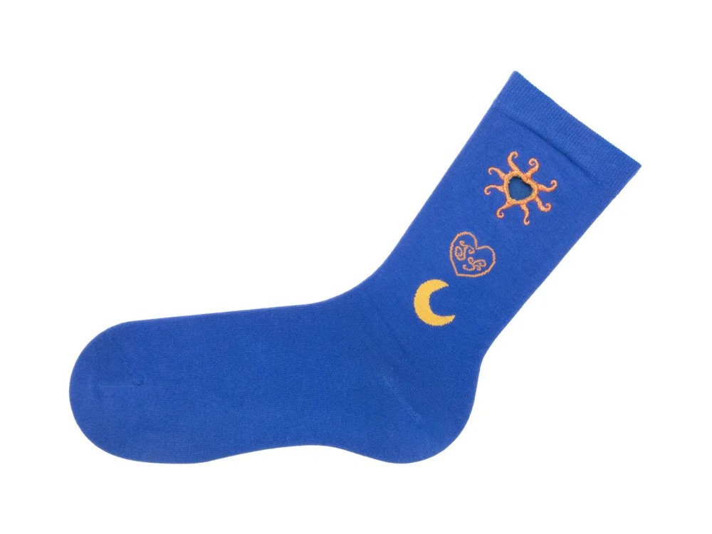 John Fluevog Rainy Vog Socks - Blue/Orange | Socks With Cutout Design