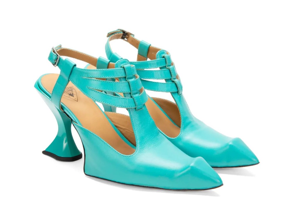 John Fluevog Naomi - Turquoise | Strappy Slingback Heels