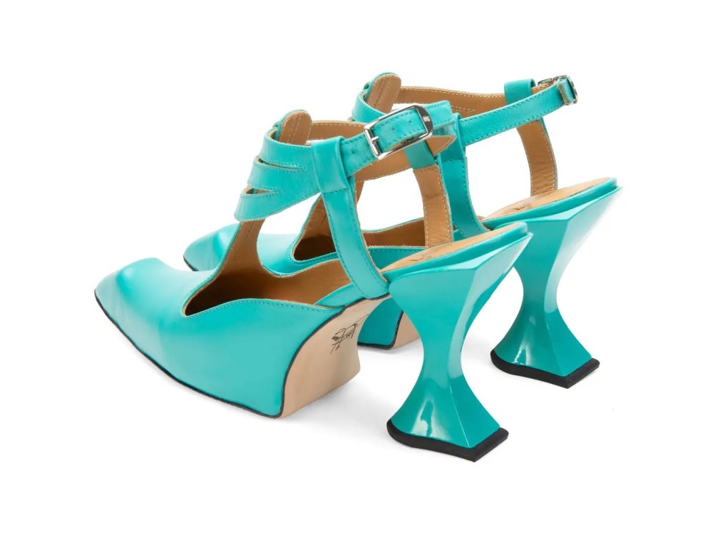 John Fluevog Naomi - Turquoise | Strappy Slingback Heels
