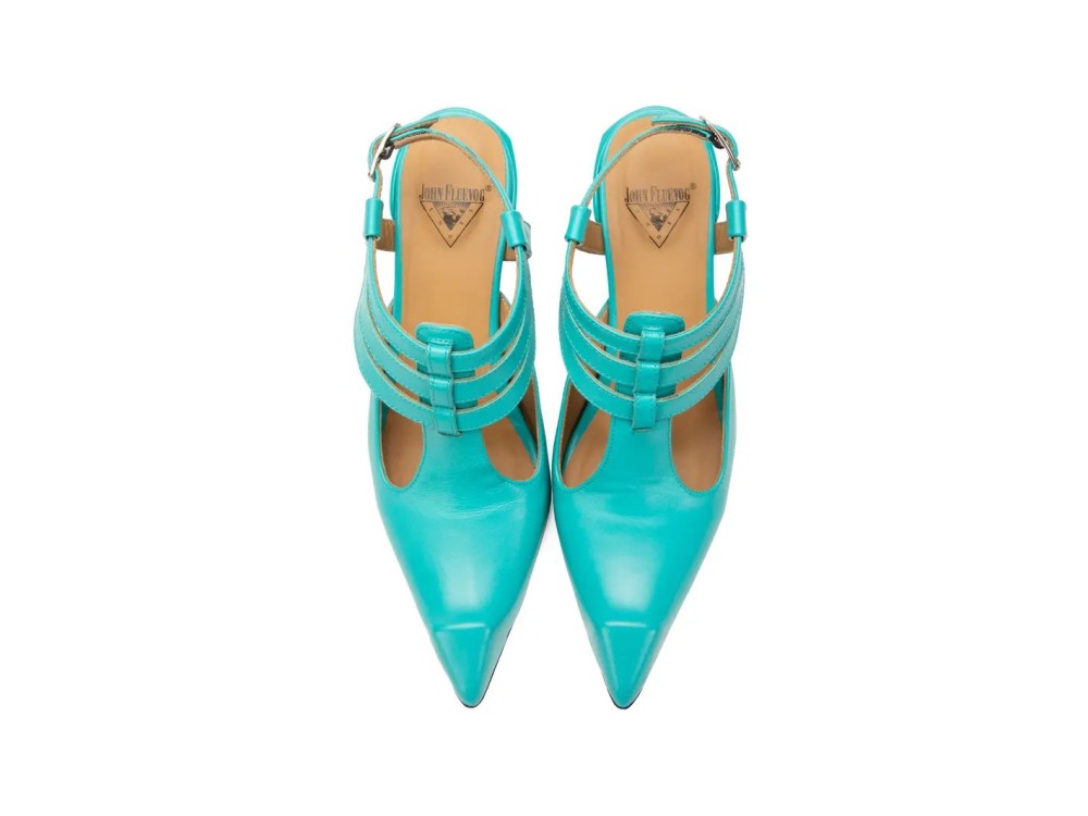 John Fluevog Naomi - Turquoise | Strappy Slingback Heels