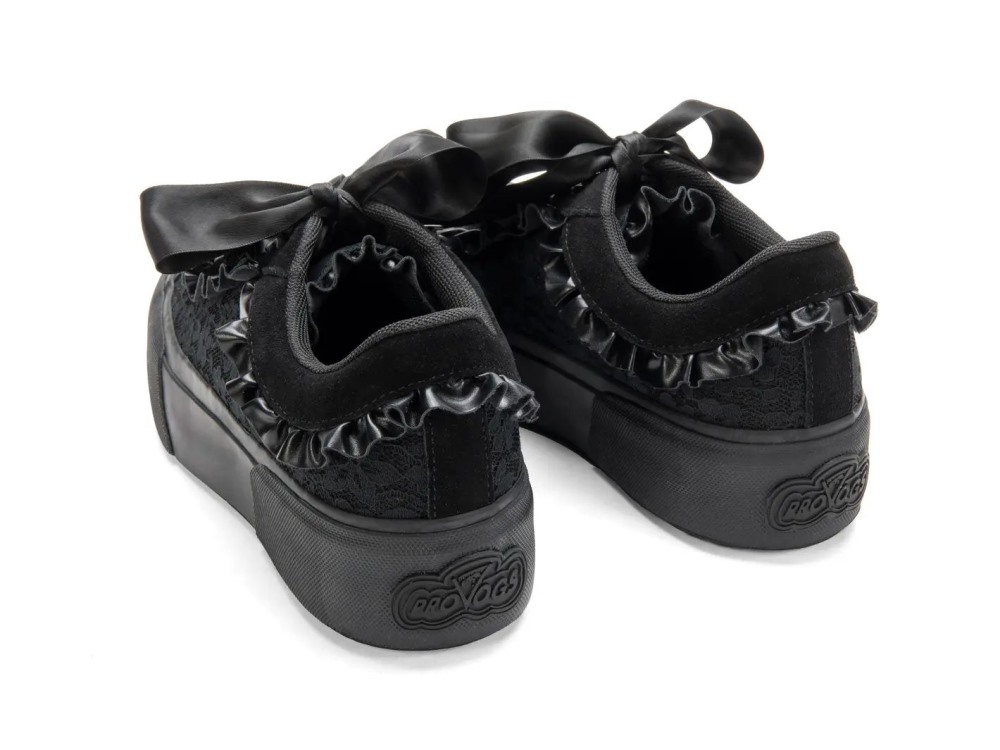 John Fluevog Cane - Black | Lace-Up Shoes with Ruffles