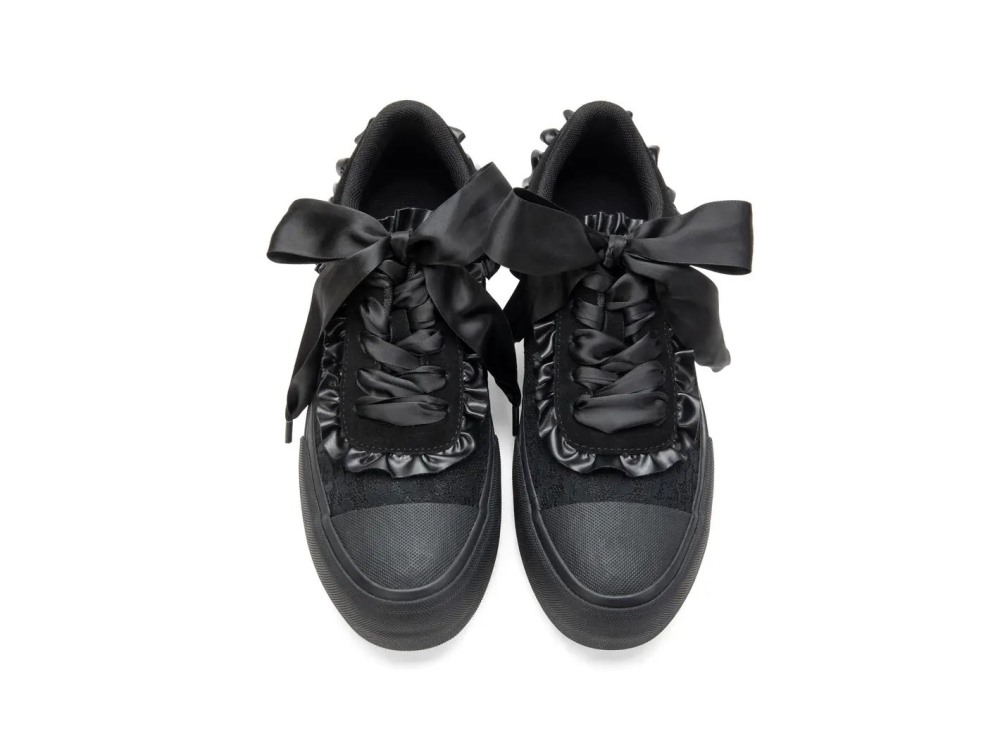 John Fluevog Cane - Black | Lace-Up Shoes with Ruffles