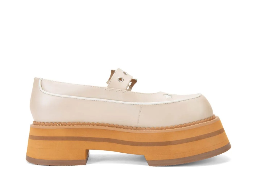 John Fluevog FV3 - Beige | Vintage-Style Mary Janes