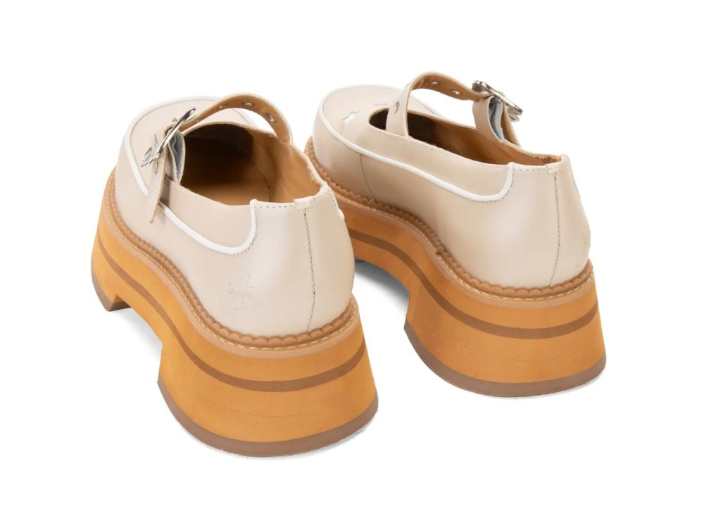 John Fluevog FV3 - Beige | Vintage-Style Mary Janes