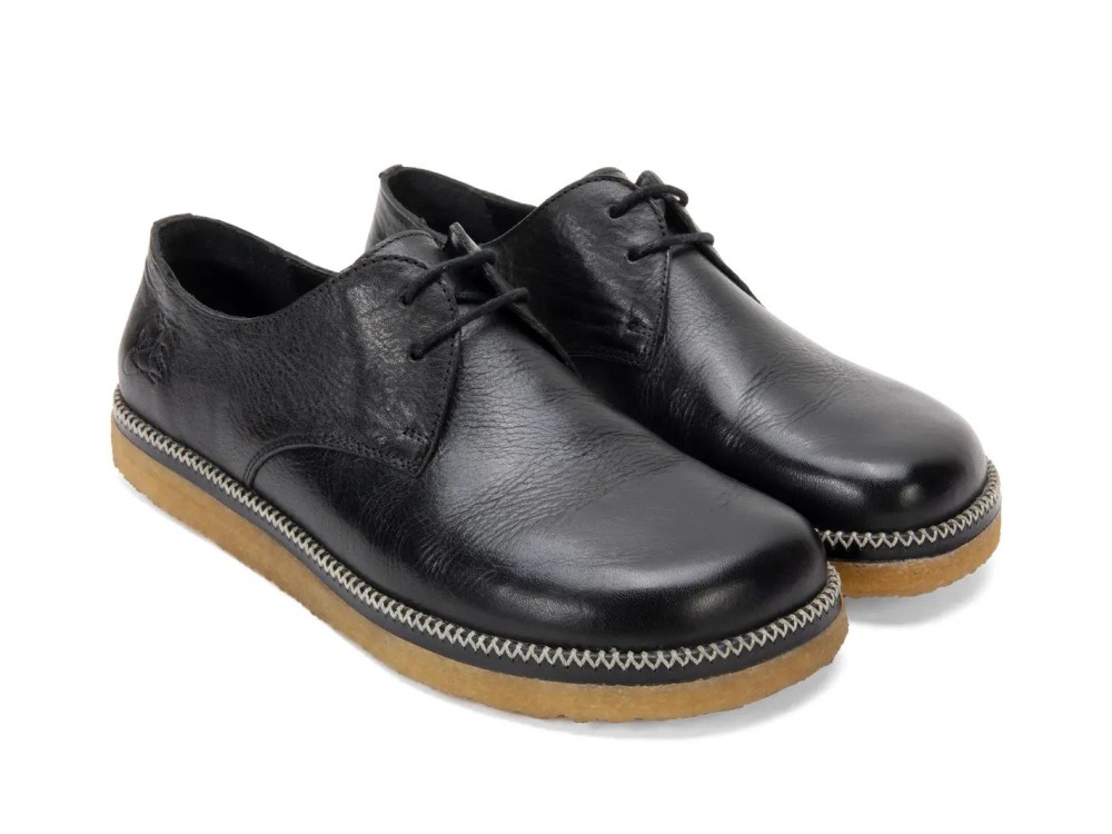 John Fluevog Spud - Black | Lace-Up Crepe Sole Shoes