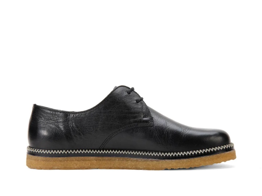 John Fluevog Spud - Black | Lace-Up Crepe Sole Shoes