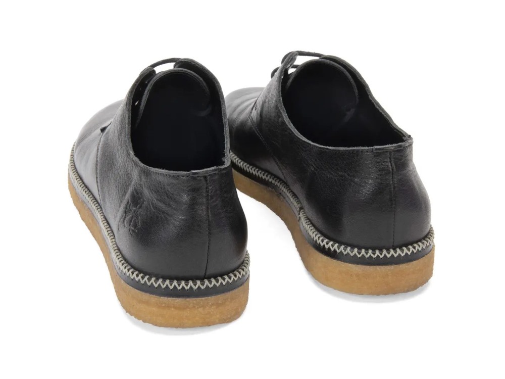 John Fluevog Spud - Black | Lace-Up Crepe Sole Shoes