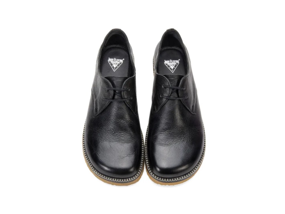 John Fluevog Spud - Black | Lace-Up Crepe Sole Shoes