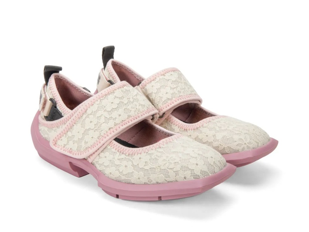 John Fluevog Blair - Pink/Cream Vegan | Velcro Mary Jane Shoes