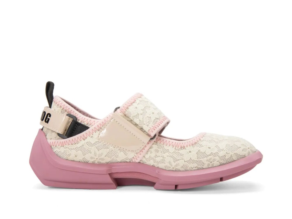 John Fluevog Blair - Pink/Cream Vegan | Velcro Mary Jane Shoes