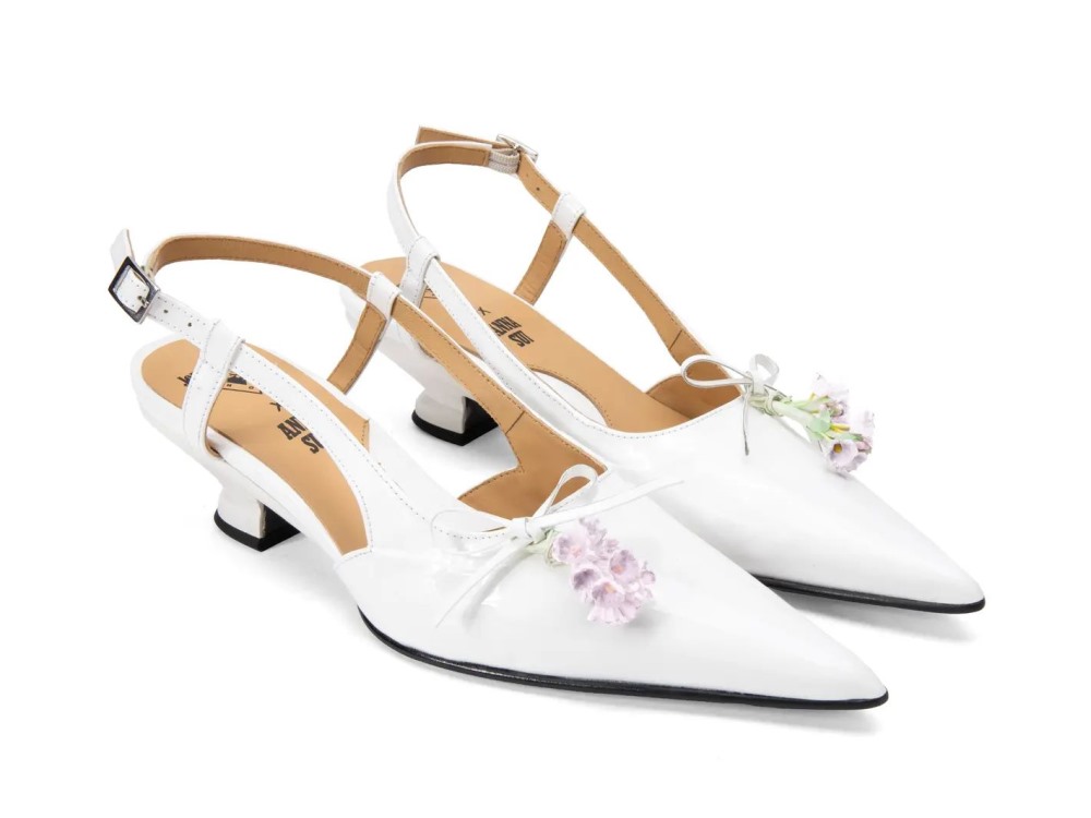 John Fluevog Arla - White | Pointed Slingback Heels