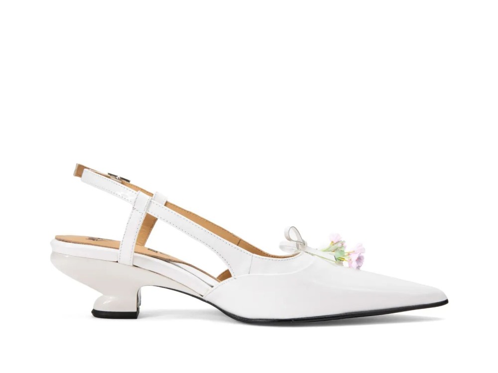 John Fluevog Arla - White | Pointed Slingback Heels
