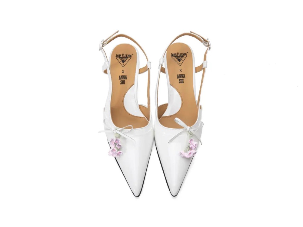 John Fluevog Arla - White | Pointed Slingback Heels
