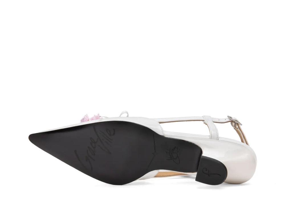 John Fluevog Arla - White | Pointed Slingback Heels