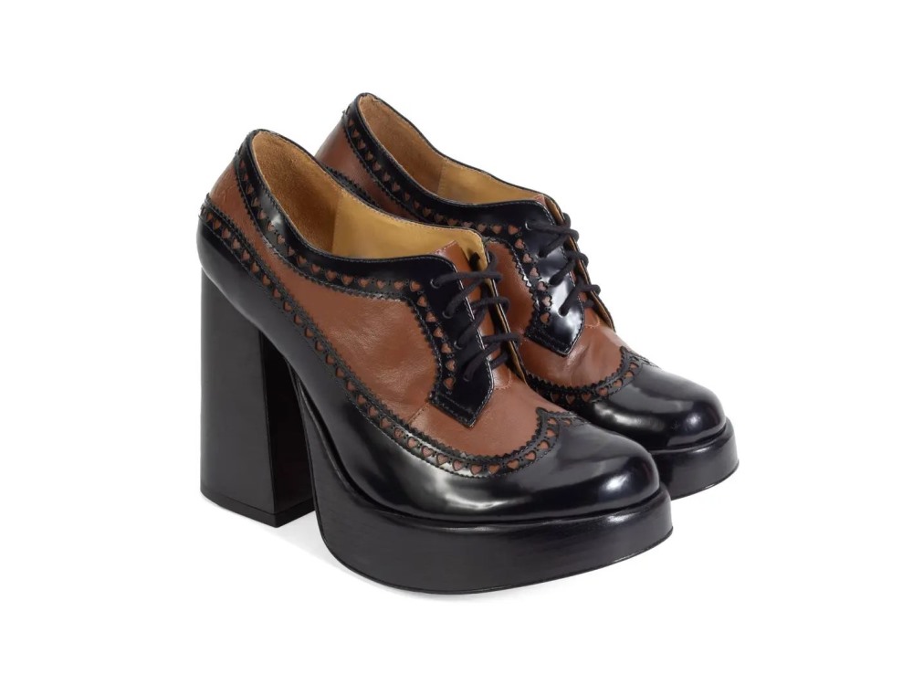 John Fluevog Meraki - Black/Brown | Brogue Platform Heels