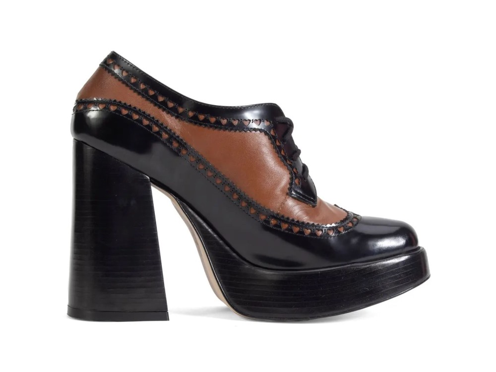 John Fluevog Meraki - Black/Brown | Brogue Platform Heels