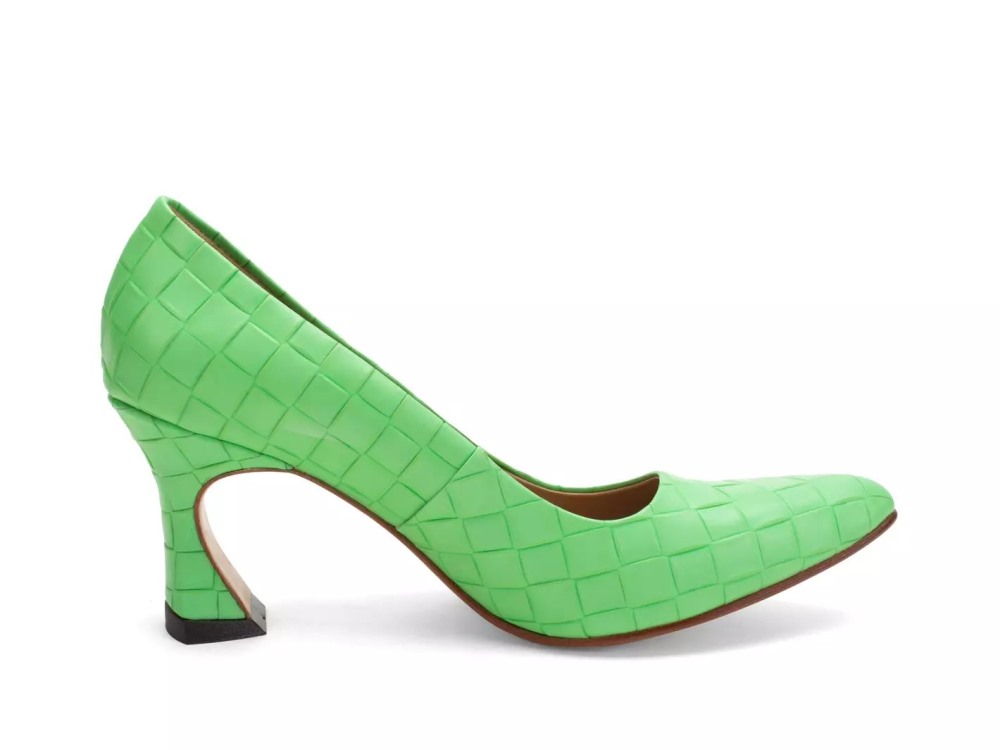 John Fluevog Desmond - Green | Angular Mid Heel Pumps