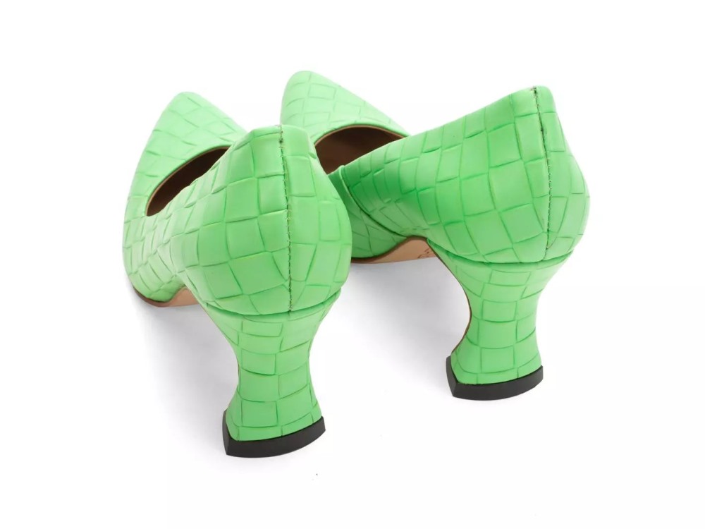 John Fluevog Desmond - Green | Angular Mid Heel Pumps