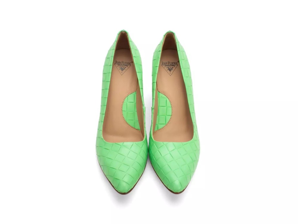 John Fluevog Desmond - Green | Angular Mid Heel Pumps