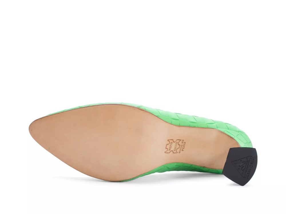 John Fluevog Desmond - Green | Angular Mid Heel Pumps