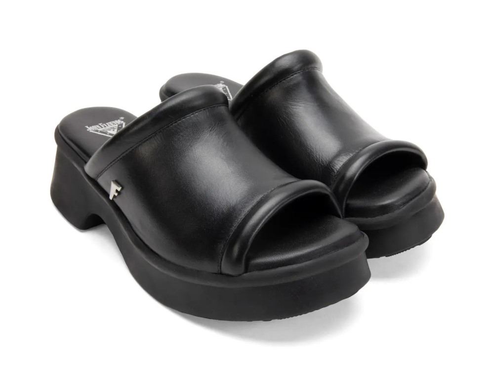John Fluevog Bergeron - Black | Comfy Slide Sandals