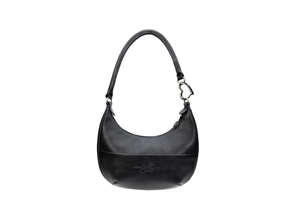 John Fluevog Caroline - Black | Shoulder Bag With Heart Clip