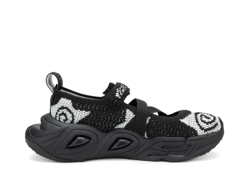 John Fluevog Swift Star - Black/White | Mesh Mary Jane Sneakers