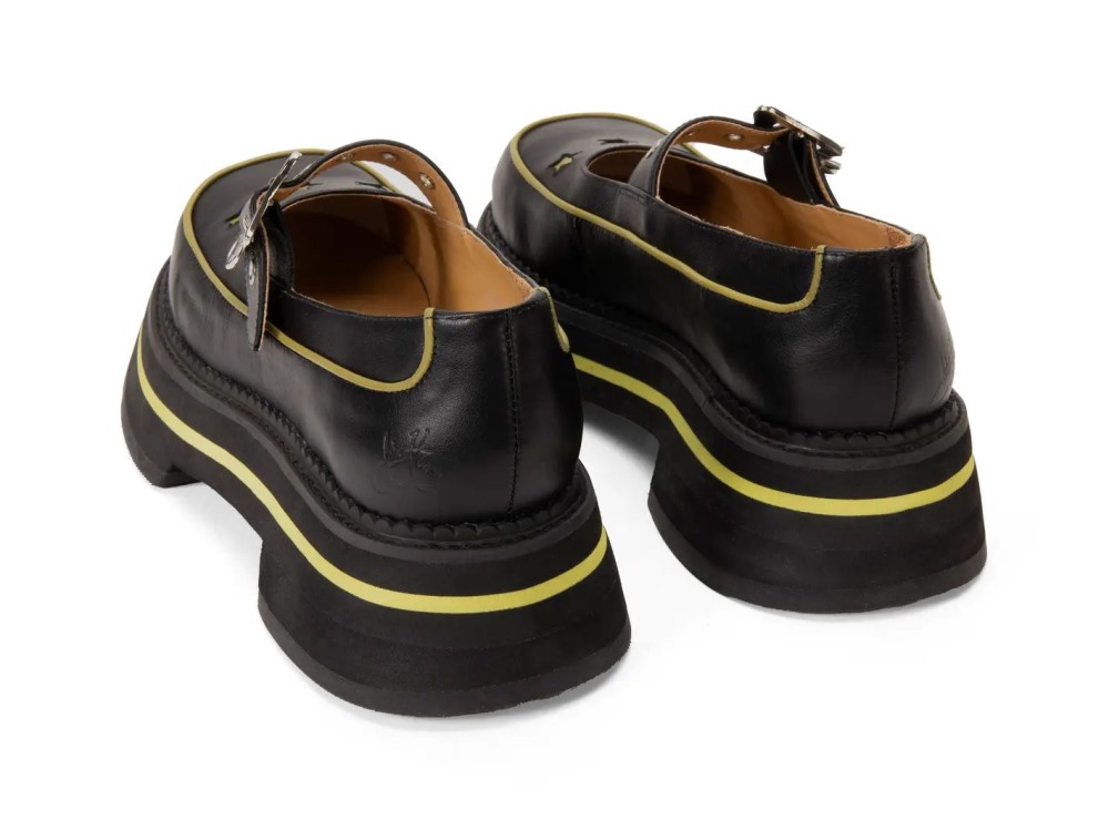 John Fluevog FV3 - Black/Green | Vintage-Style Mary Janes