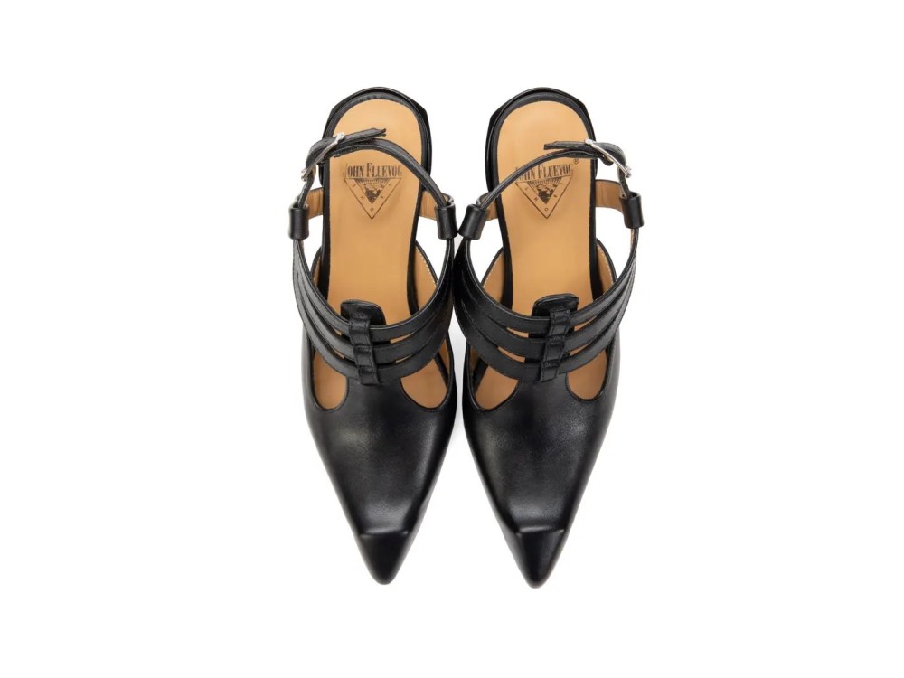 John Fluevog Naomi - Black | Strappy Slingback Heels