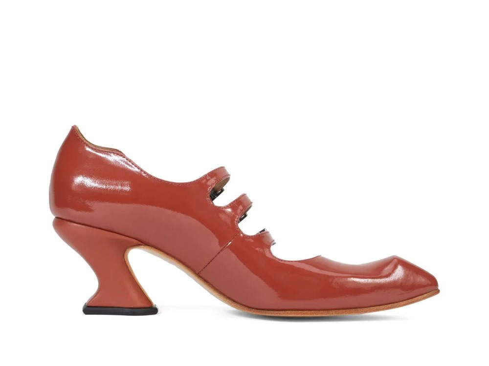 John Fluevog Bach - Reddish Brown | Triple-Strap Mary Jane Heels